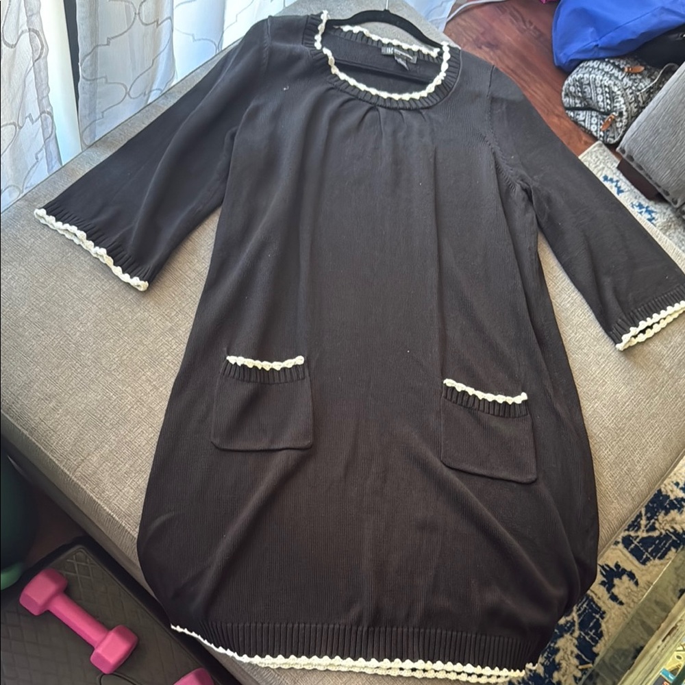 INC International Concepts Black and White 3/4 Sleeve Dress
